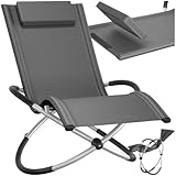 tectake® Outdoor Schaukelstuhl klappbar, Liegestuhl wetterfest, Relaxliege, belastbar bis 150kg, ergonomischer Relaxsessel, Möbel für Garten, Balkon, Sauna, Terrasse (grau)