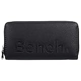 Bench Große XXL Damen Geldbörse Portemonnaie Brieftasche Reißverschluss Clutch, Farbe:Schwarz