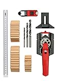 kwb Dübelhilfe/Dübellehre Set inkl. je 50 Dübel und 1 Bohrer 6, 8, 10 mm mit 30 cm, 3-12 mm Bohrlöcher inkl. Kernlochmaßen, Gerade Bohren in Holz, Metall, 153-teilig, Set mit Bohrern und Dübeln