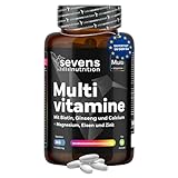 Multivitamin Premium - 365 Multivitamin Tabletten Hochdosiert - Mit Magnesium, Zink, Vitamin B Komplex, Vitamin D & Biotin - Mit 26 Vitamine & Mineralien - 1 Jahres Vorrat - Laborgeprüft - Sevens