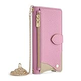 Jiajihua Hülle Kompatibel mit Huawei P10 Plus Schlüsselband Zipper Wallet【Kartenschlitz】【Flip Stand】【Magnetische Schließe】【Telefonhülle】 Pink