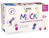KREUL 23051 - Mucki Fingerfarbe für Königskinder, 6 x 50 ml in Weiß, Feenstaub-Rosa, Pink, Violett, Blau, Goldschatz, parabenfrei, glutenfrei, laktosefrei, vegan, auswaschbar