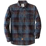 Dubinik® 6 oz Flanellhemd Herren Flanellhemden Herren Langarm Regular Fit Kariert Button Down Warm Freizeit Herren Hemd Dunkelblau und Braun L