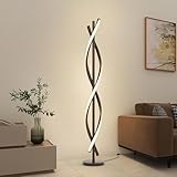 KOSHSH LED Stehlampe Wohnzimmer Dimmbar,Modern Spirale Stehlampe,Stehlampe Wohnzimmer Led Spirale,Stehlampe mit Fernbedienung für Deko Schlafzimmer Kinderzimmer(155cm Schwarz)