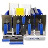 DEWEPRO® Fliesenwaschset - 15-teiliges Fliesenleger Waschset XL - 20l Waschbox - Zahnkellen - Schwammbrett - Glättekelle