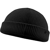 urban ace | Beanie Mütze, Haube | Docker Trawler | Frühling Herbst Winter | weich leicht | Damen Herren Unisex | dichter Stoff, doppellagig | optimale Passform, Seemannsmütze Fisherman (Black)