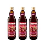 RABENHORST BIO Preiselbeere Muttersaft 3er Pack (3 x 700 ml) - 100 % purer Preiselbeer-Direktsaft aus erster Pressung