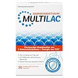 MULTILAC Darmsynbiotikum – Für die Darmgesundheit und ein starkes Immunsystem der Familie, 9 speziell ausgewählte Bakterienstämme und Fructooligosaccharide (FOS), vegan, 30 magensaftresistente Kapseln