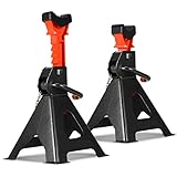Tubiaz Unterstellbock 3T Tragfähigkeit, Unterstellböcke Kfz mit Sicherung, Stützbock Höhenverstellbar 285-430mm, Auto PKW Abstellbock Unterstellbock Stützbock für PKW, Caravan, Wohnmobilen, 1 Paar