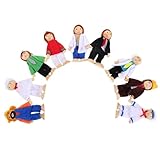 Yardwe 9stücke Holz Puppenhaus Figuren Set Miniatur Familienfiguren Bauarbeiter Biegepuppen Spielzeug für Junge Mädchen Rollenspiel Ersatzpuppenhausfiguren