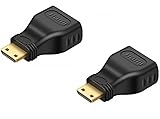 HDMI-ADAPTER AUF MÄNNLICHE MINI-HDMI-Konverterverlängerung, vergoldet, für DSLR, Kamera, Camcorder, Grafikkarte, Laptop, Tablet, HDTV, Projektor-TV, volle Unterstützung 1080P 3D 4K, 2 Stück