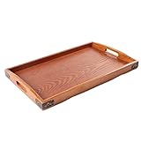 Holztablett Großes Tablett, Grilltablett for Restaurants, Essenstablett, Servicetablett, Holztablett, Geschirrtablett, Grillbestecktablett Serviertablett Mit Griffen(A,M)
