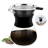 Pour Over Kaffeebereiter, 400ml Pour Over Kaffeemaschine, Pour over Kaffeebereiter Mit Edelstahlfilter, Kaffeefilter Handfilter, Hand Kaffee Handfilter, Kaffeekanne für Zuhause,Café,Restaurant,Camping