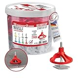 Nivilli SPINNY - STARTER-SET - 150 Laschen + 50 Zughauben! Profi Nivelliersystem, Fliesen & Naturstein Verlegehilfe, Zughauben + Gewindelaschen. Starter-Set 2mm, Materialdicke: 3-15mm