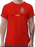 T-Shirt Herren - Fußball EM WM - Spanisches Trikot Wappen | España mit Stolz | Spanien Fan-Motiv - XL - Rot - spanische Fussball Shirt männer Europameisterschaft Spain Tshirt 2024 fussballtrikot