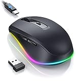 seenda Kabellose Maus mit Jiggler, Wiederaufladbare 2.4G Funkmaus mit Beleuchtung, Leise Wireless Mouse für PC, Laptop, Computer, Windows & Mac OS - 2000 DPI - Schwarz