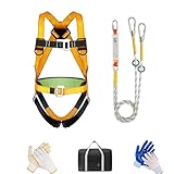 Maihila Fallschutz Auffanggurt, Absturzsicherung Sicherheitsgurt Vollkörper Auffanggurt mit Sicherheitsseil Puffer für Outdoor Baumklettern Bergsteigen Rettungsdienst