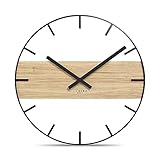 Cander Berlin MARLIT Vintage Wanduhr lautlos 33 cm Metall Holz Eichenfurnier ohne Tickgeräusche modern schwarz Wohnzimmer