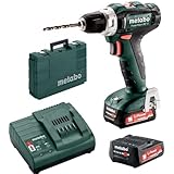Metabo Akku-Bohrschrauber PowerMaxx BS 12 (601036500) 12V 2x Li-Ion; Ladegerät SC 30; metaBOX 118, Art des Akkupacks: Li-Ion , Akkuspannung: 12 V, Akkukapazität: 2 x 2 Ah