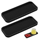 2 Stück Silikon Abtropfmatte Spüle, Weich Silikon Spülbecken Organizer 23 X 9 Cm Silikon Spülbecken Abtropfmatte Klein, Rutschfest Abtropfmatte Schmal Organizer für Schwämme, Bürsten, Seife, Schwarz