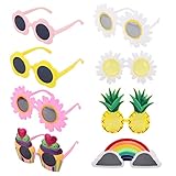 8 Stück Partybrillen Funky Brillen Lustige Brille, Hawaiian Tropical Brille Luau Partybrille Lustige Sonnenbrille Kostüm Party Sonnenbrille für Strand Thema Dekoration, Party Zubehör, Foto Requisiten
