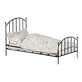 Vintage Metall Puppenbett - Miniatur Puppenhaus | Modernes Design, kleine Schlafzimmermöbel, Dekoration für Kinder, Spielzimmer, Kinderzimmer, Ausstellungssammlung, Geschenk