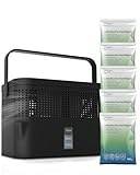 BonAura® AirOne Max Max Luftentfeuchter ohne Strom bis 33m² I 360° Belüftung I Raumentfeuchter mit Ausgießer & 5 x 980g Luftentfeuchter Granulat I Schimmel- und Geruchsschutz I Raum Entfeuchter Keller