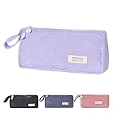Naapesi Mäppchen Cord-Stoff, Federmäppchen Mäppchen für Mädchen & Teenager, Stiftetasche Pencil Case Federtasche Schulmäppchen für Schule & Büro (Lila)