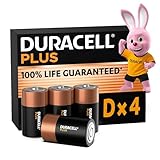 Duracell Plus D Batterien, LR20, 4 Stück, Alkaline Batterien D für Alltagsgeräte