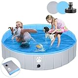 Hundepool Schwimmbecken Ø 140cm für Hunde Kinder Planschbecken oder Anderer Tiere Verstärkte Stärke 5mm tragbar und faltbar - grau