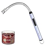 SUPRUS Kerzenanzünder, wiederaufladbar, elektrisches Lichtbogen-Feuerzeug, dreifaches Sicherheitsfeuerzeug, Edelstahlgehäuse & Aufhängehaken mit 360° flexiblem Hals (blau)