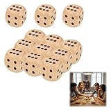 12 Stück Würfel Groß, Holzwürfel 30mm, Farbwürfel und Spielwürfel für Brettspiele, Reisen und Familienabende, Mensch Ärgere Dich Nicht Extra Große Spielfiguren