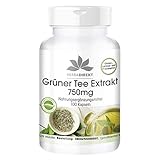 Grüner Tee Extrakt 750mg Kapseln - 100 Kapseln - hochdosiert - vegan - mit 50% EGCG | HERBADIREKT by Warnke Vitalstoffe - Deutsche Apothekenqualität