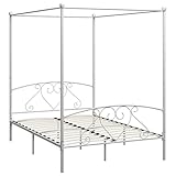 Himmelbett-Gestell Weiß Metall 160x200 cm - Elegantes Bettgestell für Schlafzimmer, stabile Metallkonstruktion, schnelle Montage - Ideal für Moderne Wohnräume