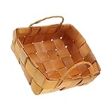 Sosoport Großer Quadratischer Holz weidenkorb mit Henkel Handgeflochtene Aufbewahrungskiste für Obst Gemüse und Haushaltsgegenstände Rustikales Design für Zuhause Hotel und Shop Dekoration