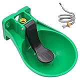 Tränkebecken Pferd, Tränkebecken mit Druckzunge + Inklusive 80 cm Schlauch und Adapter, Pferdetränke - Automatische Wasserabgabe, Rinder Tränkewanne für Rinder Esel und Pferde, Grün