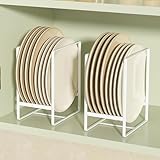 QUMENEY 2 Stück Tellerhalter Organizer Schrank Multifunktional Tellerständer Küchenschrank Aufbewahrung Abtropfgestell Geschirr für Teller Topfdeckel Schneidebrett Halter weiß (L)