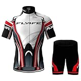 Fahrradbekleidung Set Kurzarm Radanzug Herren Radsportanzug Sommer Radsport mit gepolsterten Shorts aus 9D Gel atmungsaktiv und schnell trocknend (TYP-14,XL)