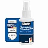 Klarfix Hände- & Flächendesinfektionsmittel nach WHO-Rezeptur für Hand, Haut und Flächen I Ideal für unterwegs | Wirksam gegen Bakterien, Pilze & Viren | Hygienisch & hautfreundlich (1x 50ml)