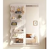 WIQUYBML Vielseitiger, wandmontierter Ganzkörperspiegel mit Lochwand-Set und Zubehör – Stilvolle Wohnaccessoires für Badezimmer und Eingangsbereich (Weiß, 40 x 120 cm)