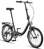 Chillaxx Bike URBAN 20 Zoll Faltrad, Klapprad, 6 Gang Schaltung, Licht, Quick-Fold-System, leichtes Klappfahrrad,Gepäckträger