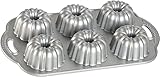 Nordic Ware Anniversary Mini-Gugelhupfform, Aluminiumguss-Backform zum Backen von bis zu 6 Mini Gugelhupf-Kuchen, Antihaft-Kuchenform, Hergestellt in den USA, Farbe: Silber