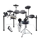 Alesis Drums Nitro Mesh Kit Bundle – Komplettes E-Drum Set mit einem achtteiligen Mesh E-Drum Kit, Schlagzeughocker, Kopfhörern und Drum Sticks