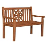 MR. DEKO® Gartenbank Sailor Teakholz | Holzbank mit Lehne | Friesenbank für draußen | 2-Sitzer 120x57x94 cm | Sitzbank Teak massiv & wetterfest für Garten Balkon Terrasse | Parkbank zum Relaxen