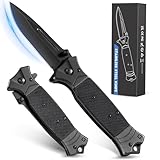 Rolgno Taschenmesser Klappmesser, 3Cr13 Scharf Edelstahl Outdoor Messer mit Taschenclip & Liner-Lock, Einhandmesser EDC Survival Messer mit Glasbrecher, Jagdmesser Camping Messer für Männer Geschenk