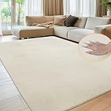 Sour Lemon Weiche Teppich Wohnzimmer, Glatt Teppich aus Kaninchenfell Kurzflor rutschfest, Modern Anti-Rutsch Carpet für Schlafzimmer, Luxuriöse Raumdekoration, Flauschiger Teppichbereich 160x230cm