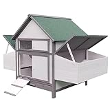 Melko Hühnerstall Hühnerkäfig Hühnerstall Geflügelstall Weiß/Grau Hühnerhaus Kleintierstall Hühnernest Hühnervoliere inkl. 2 Eiablagen und Sitzstangen