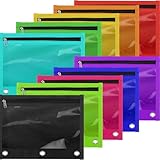 Lincia Federmäppchen für 3-Ringbinder, Großpackung, transparentes Fenster, mehrfarbig, mit Reißverschluss, 3 verstärkte Ösen, Stiftebeutel für Ordner, Bürobedarf, 100 Stück