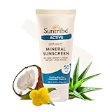 Suntribe Natürliche Mineralische Bio-Sonnencreme Sport LSF 50/100 ml, 100% Natürlich & Riffsicher, Nanofreie Mineralische UV-Filter, Sehr Wasserfest, Schweißfest - Weißer Schimmer
