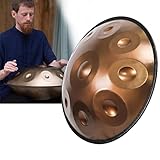 9/10/12 Notes Handtrommel In D Kurd-Moll, 440 Hz Handpan Drums Schlaginstrument Stahl-Handpan-Trommel, 56cm, Gold (Color : 10 Notes)